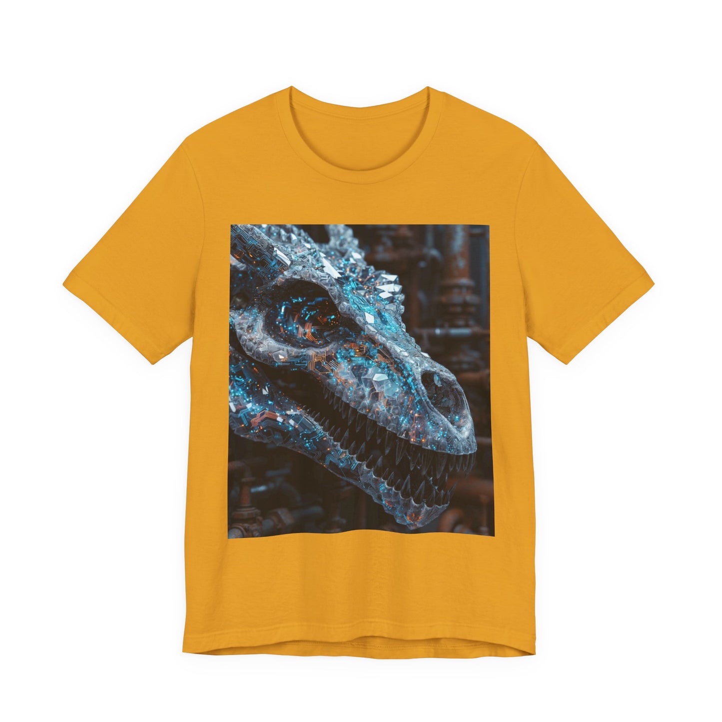 Dragon Skull Graphic Tee — Iridescent Fossil Art T-Shirt