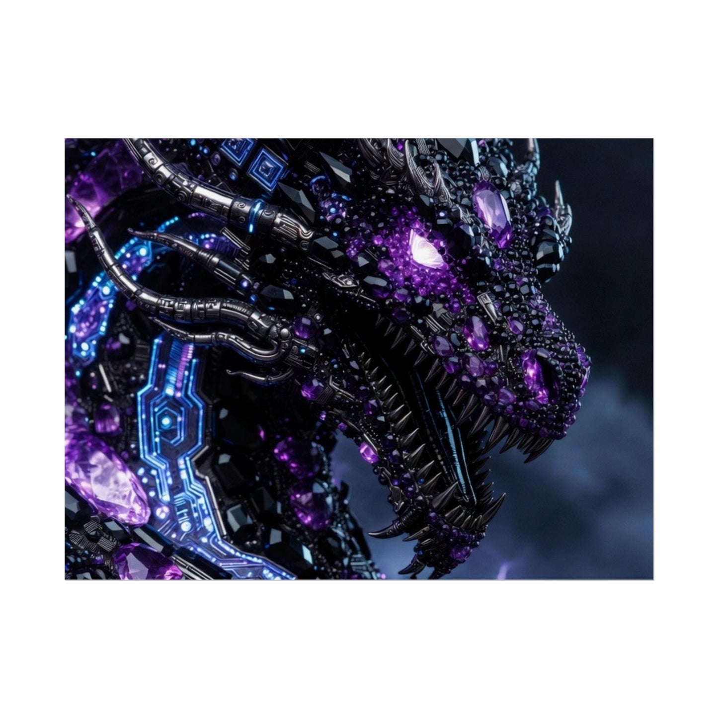 Rolled Poster — Cyberpunk Dragon Storm Art Print