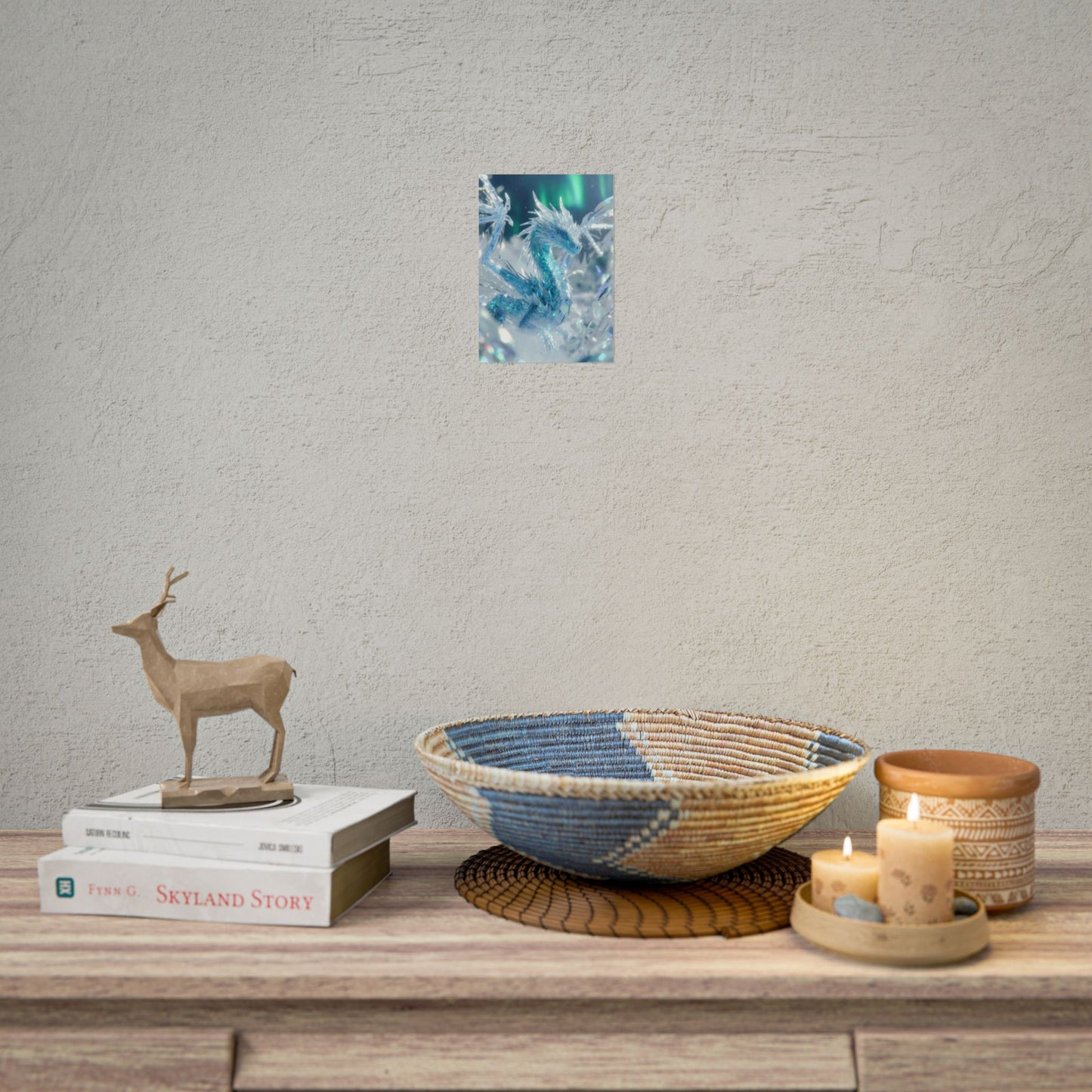 Ice Crystal Dragon Poster — Fantasy Aurora Wall Art (Rolled Poster)