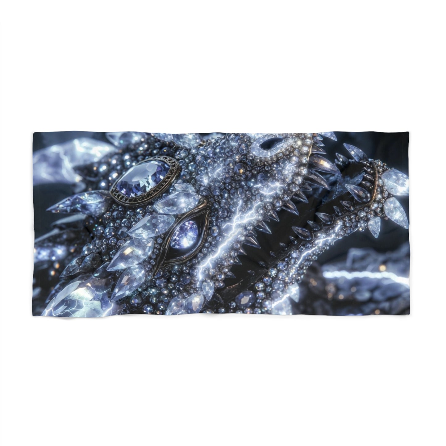 A Crystal Dragon Beach Towel – Sparkling Fantasy Gem Artwork