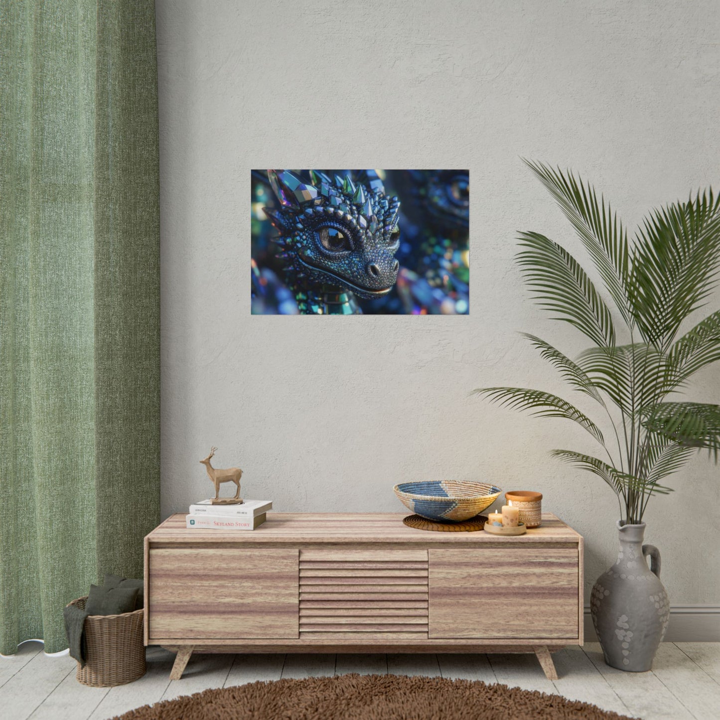 Crystal Dragon Rolled Poster — Fantasy Wall Art Print