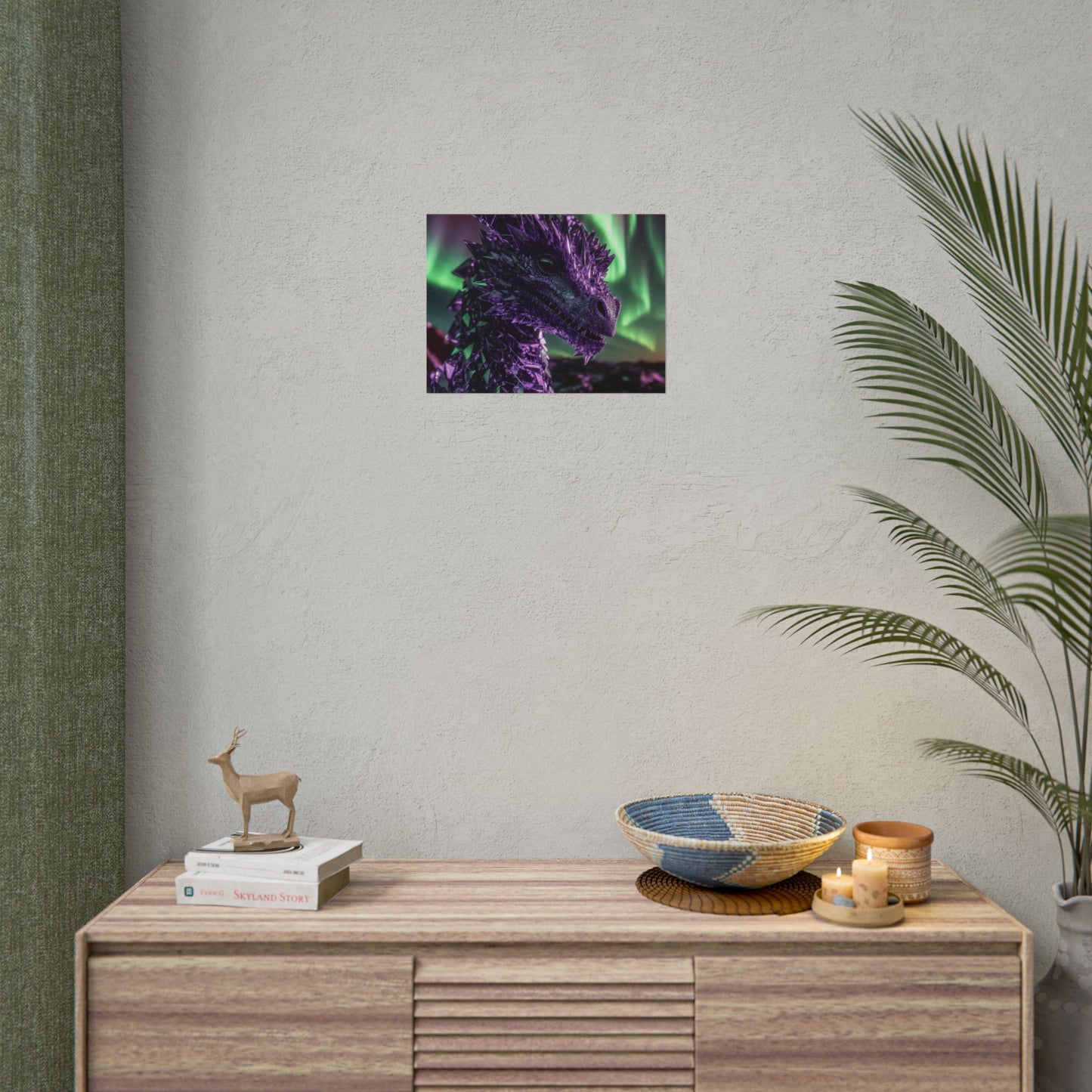 Aurora Dragon Rolled Poster — Purple Crystal Dragon Wall Art