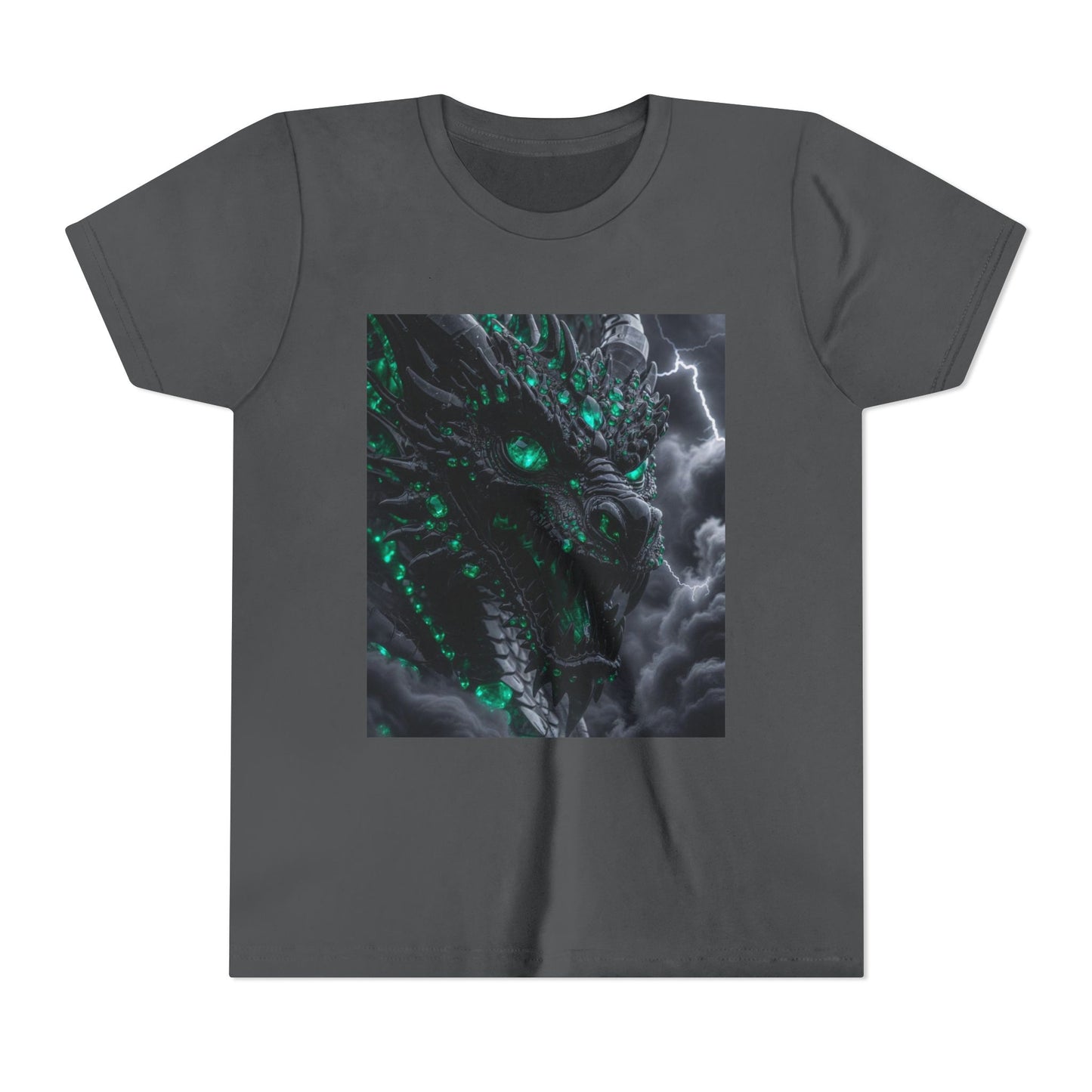 A Top selling Dragon Storm Youth Tee — Neon Green Dragon Illustration Graphic T-Shirt