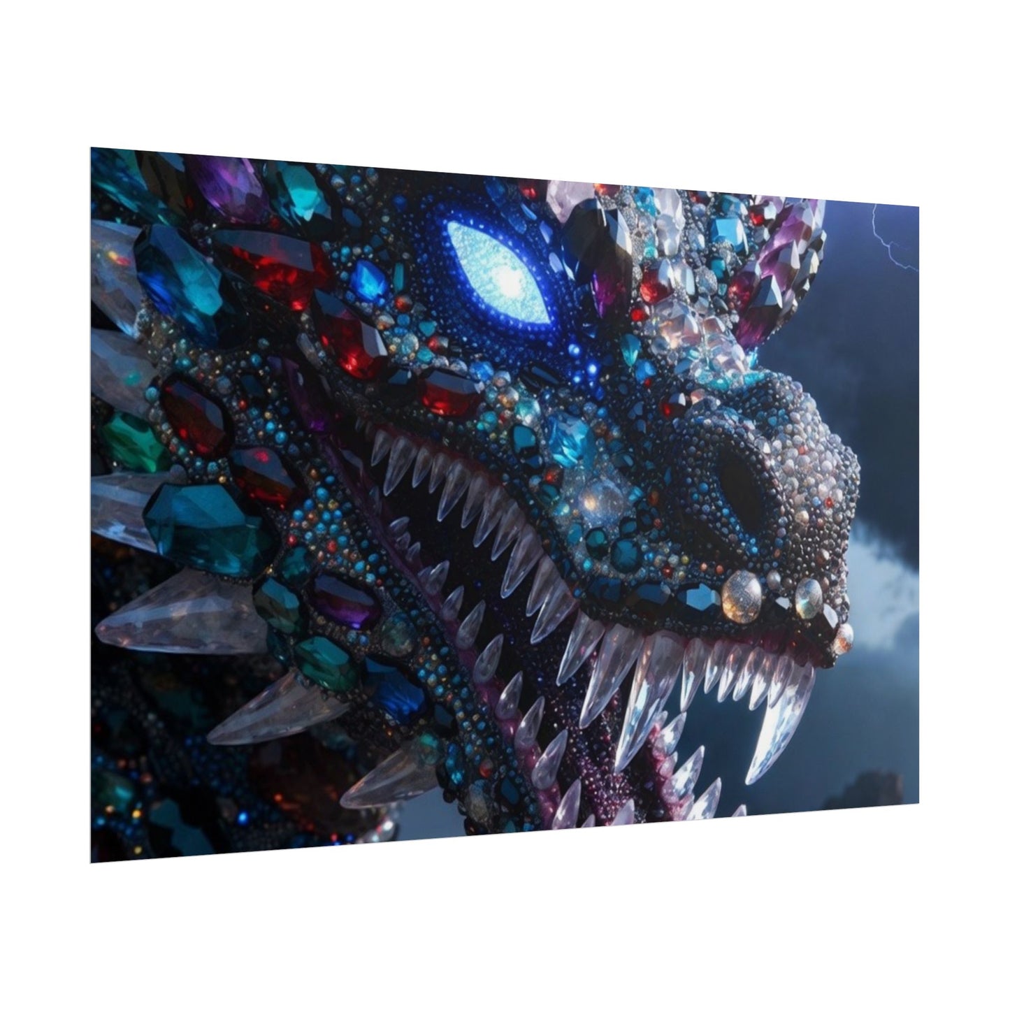 Dragon Crystal Poster — Fantasy Gem-Encrusted Dragon Wall Art (Rolled Poster)