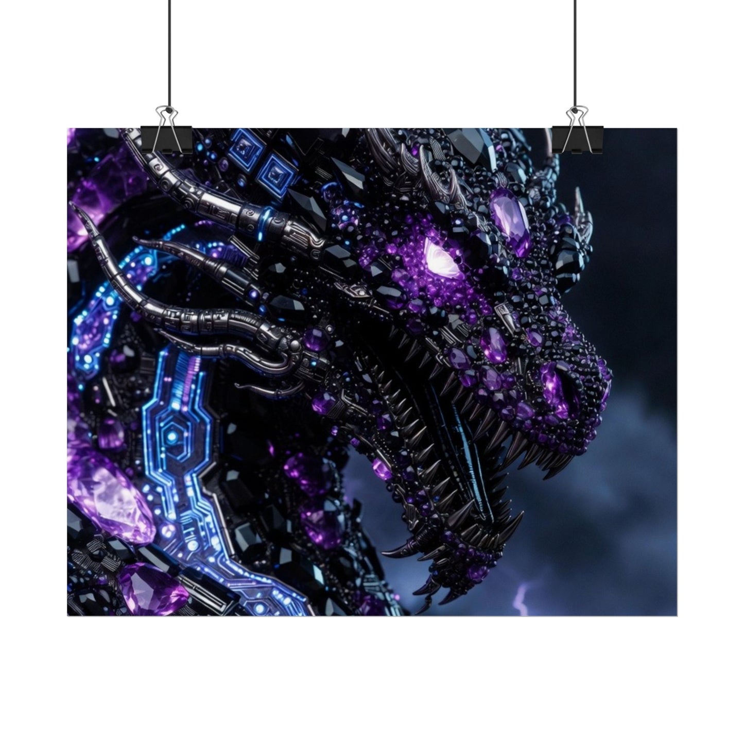 Rolled Poster — Cyberpunk Dragon Storm Art Print