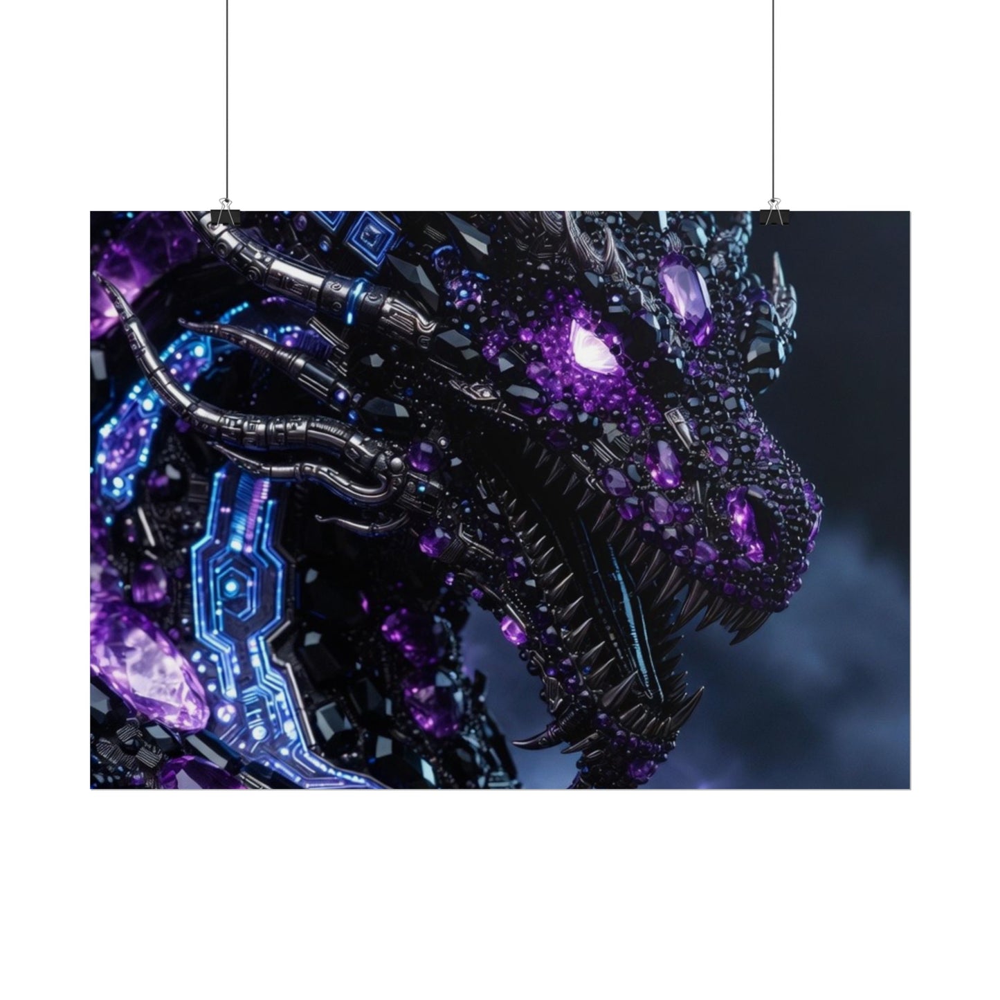 Rolled Poster — Cyberpunk Dragon Storm Art Print