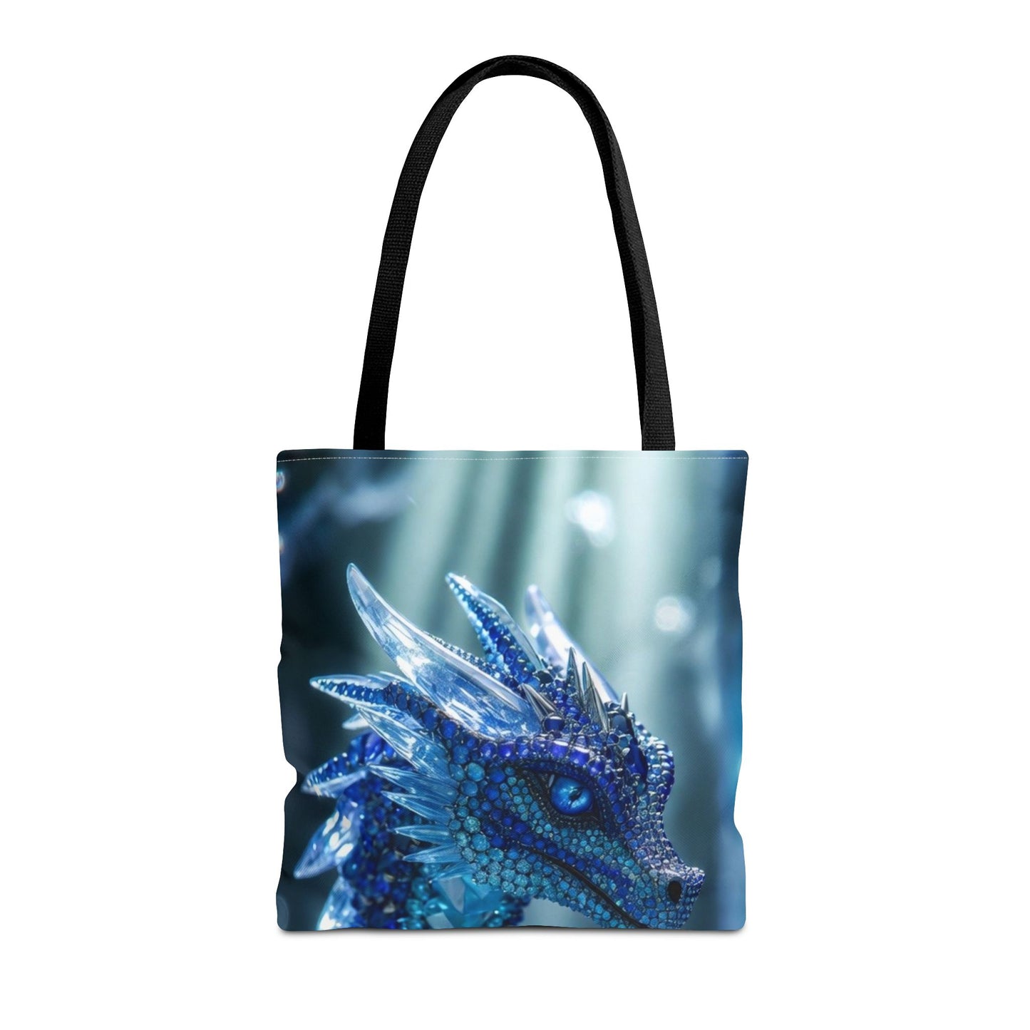 Blue Crystal Dragon Tote Bag — Fantasy Art All-Over Print