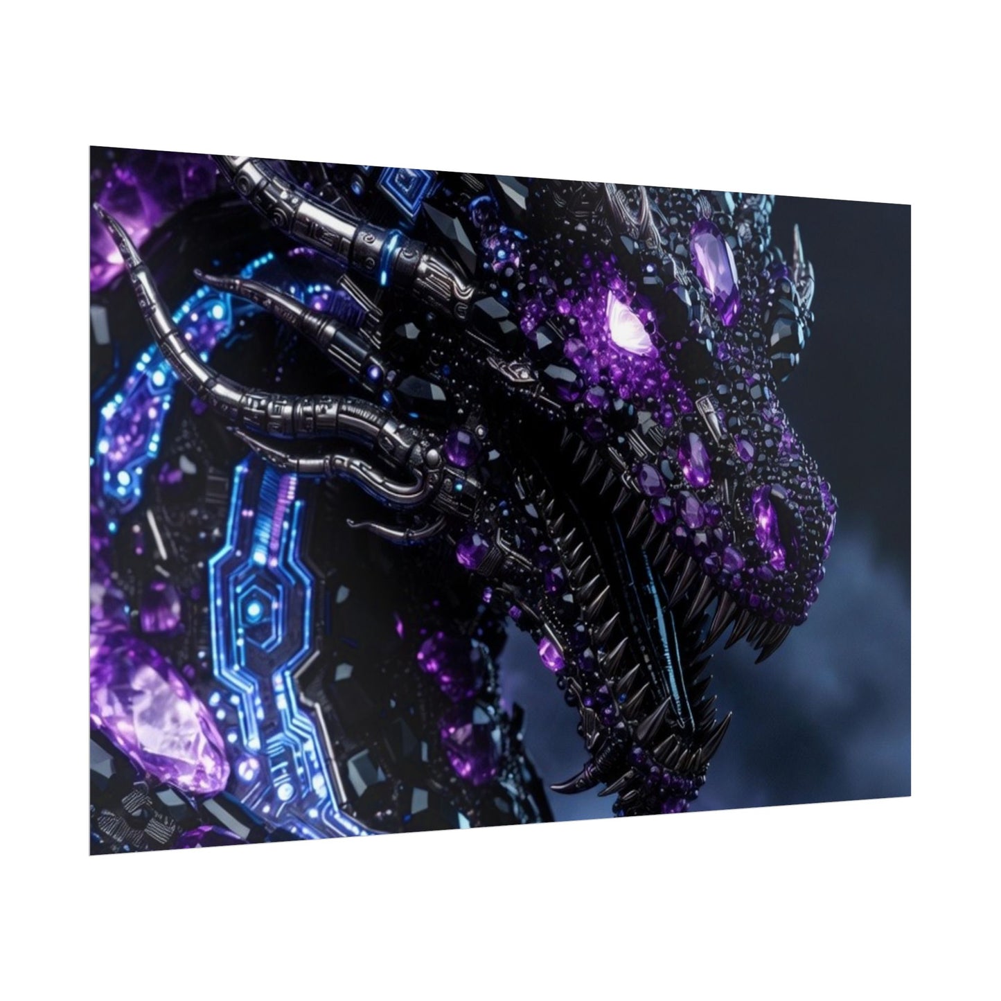 Rolled Poster — Cyberpunk Dragon Storm Art Print