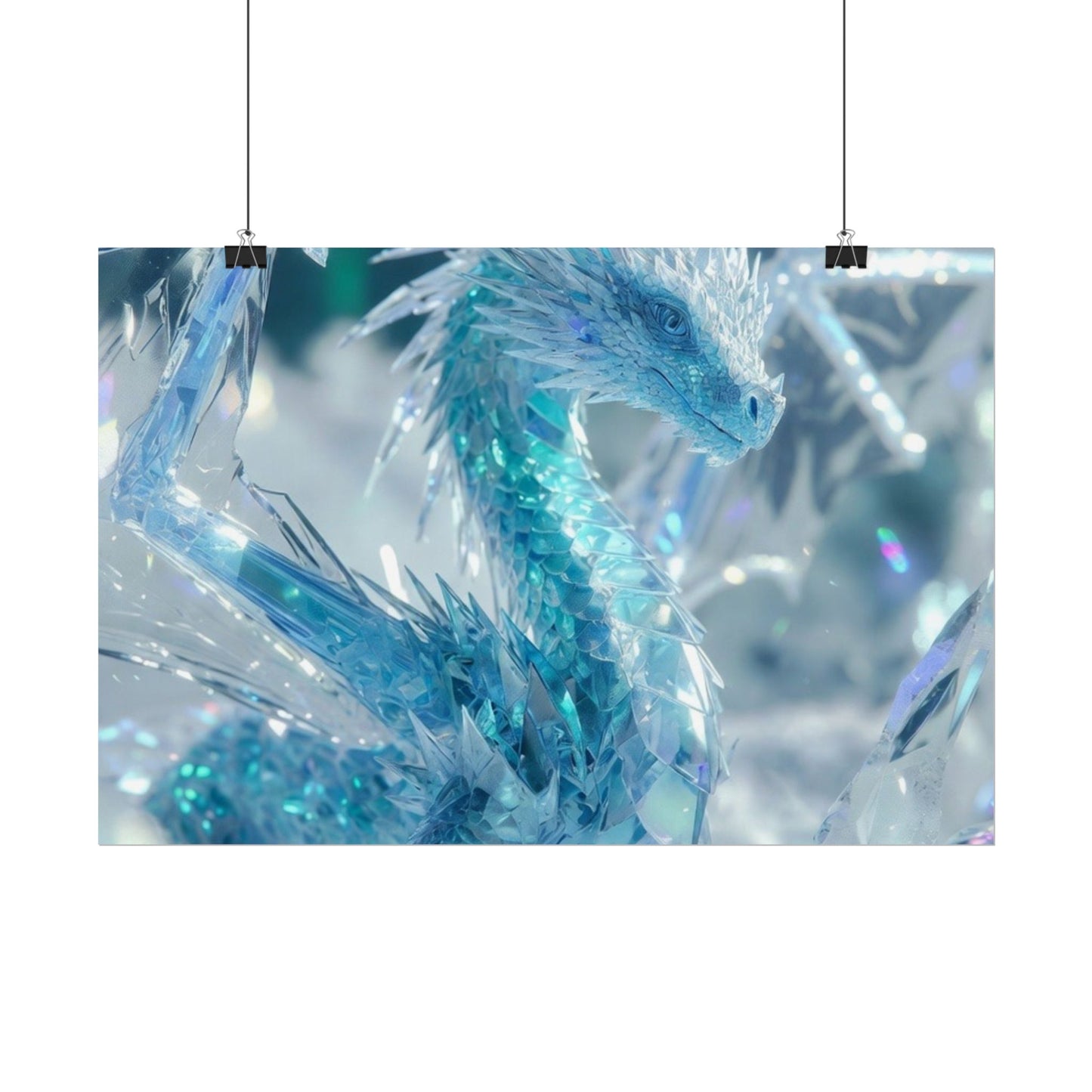 Ice Crystal Dragon Poster — Fantasy Aurora Wall Art (Rolled Poster)