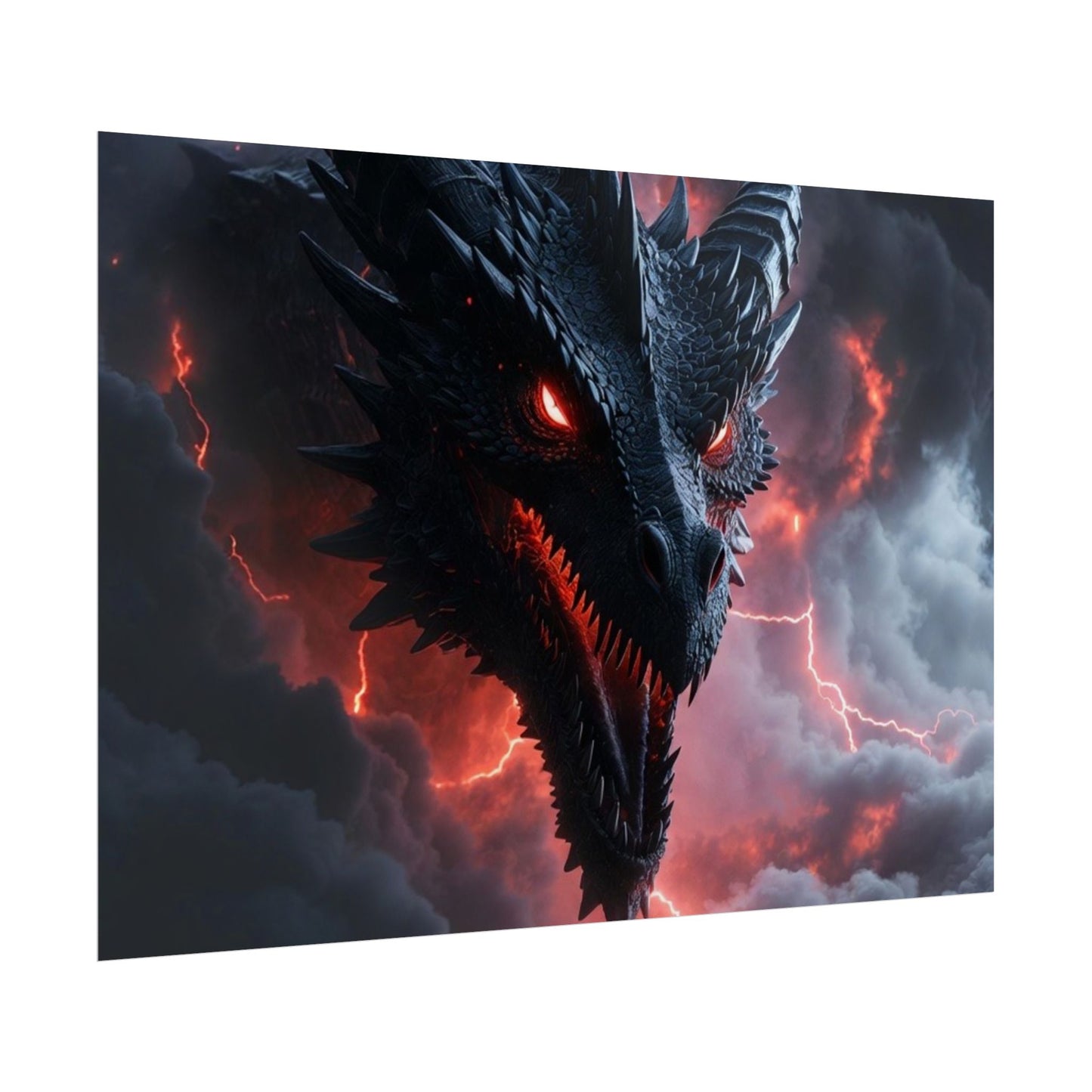 Dragon Storm Rolled Poster — Dark Fantasy Dragon Wall Art