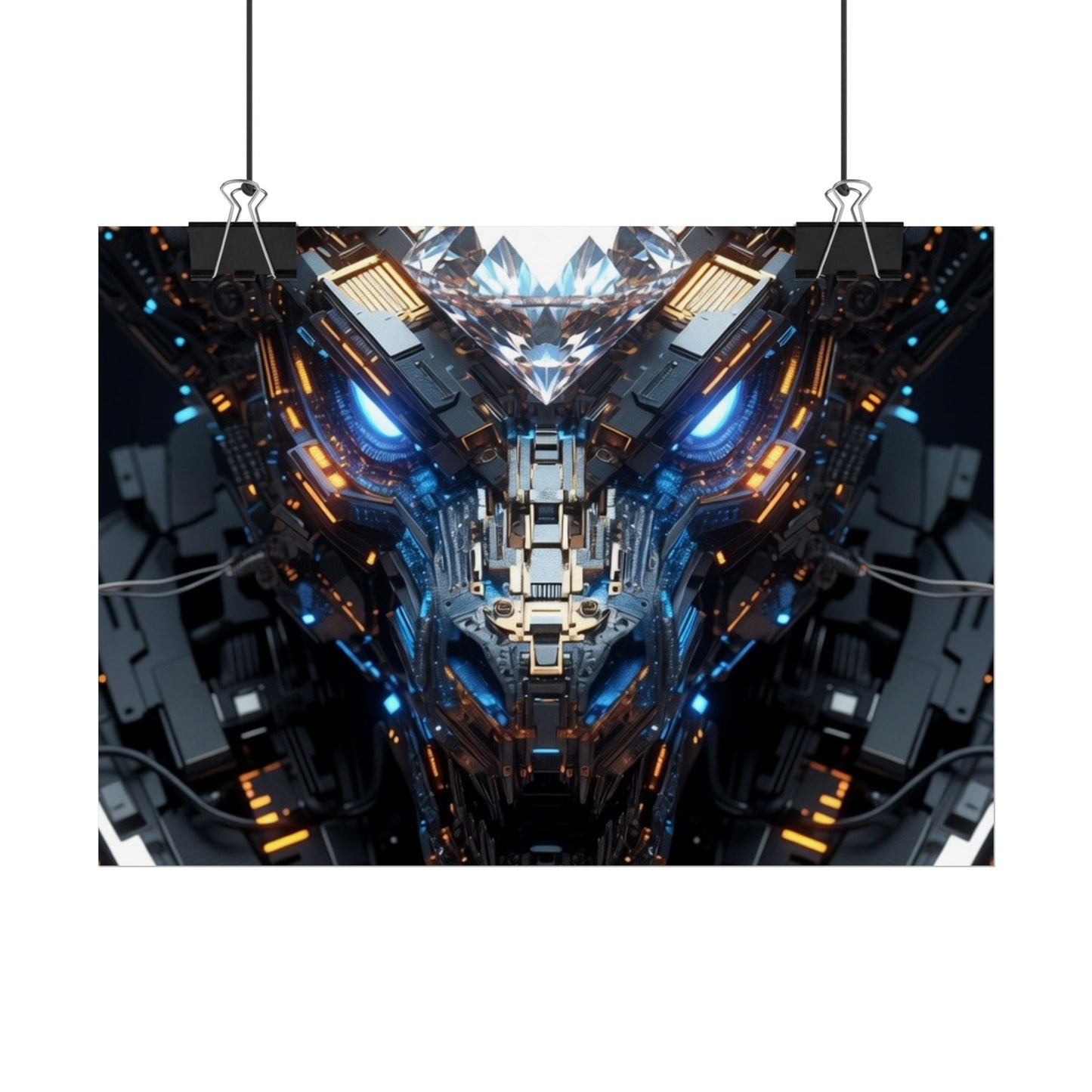 Futuristic Mech Dragon Poster – Cybernetic Robot Art Print