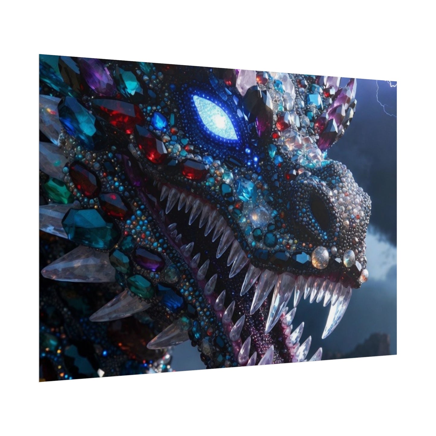 Dragon Crystal Poster — Fantasy Gem-Encrusted Dragon Wall Art (Rolled Poster)