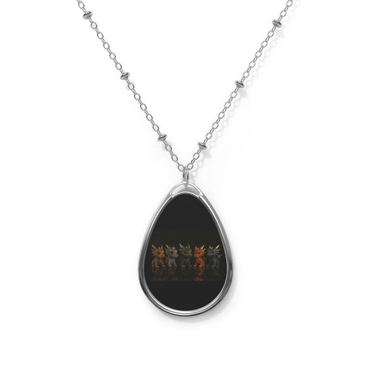 Elegant Oval Necklace with Colorful Reflection, Gift for Her, Stylish Jewelry, Statement Pendant, Personalized Necklace, Unique Gift Idea