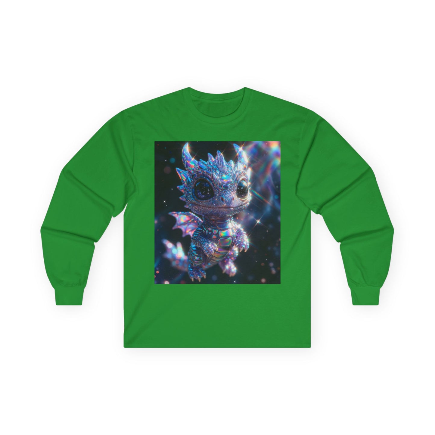Crystal Baby Dragon Long Sleeve Tee — Sparkly Fantasy Crewneck