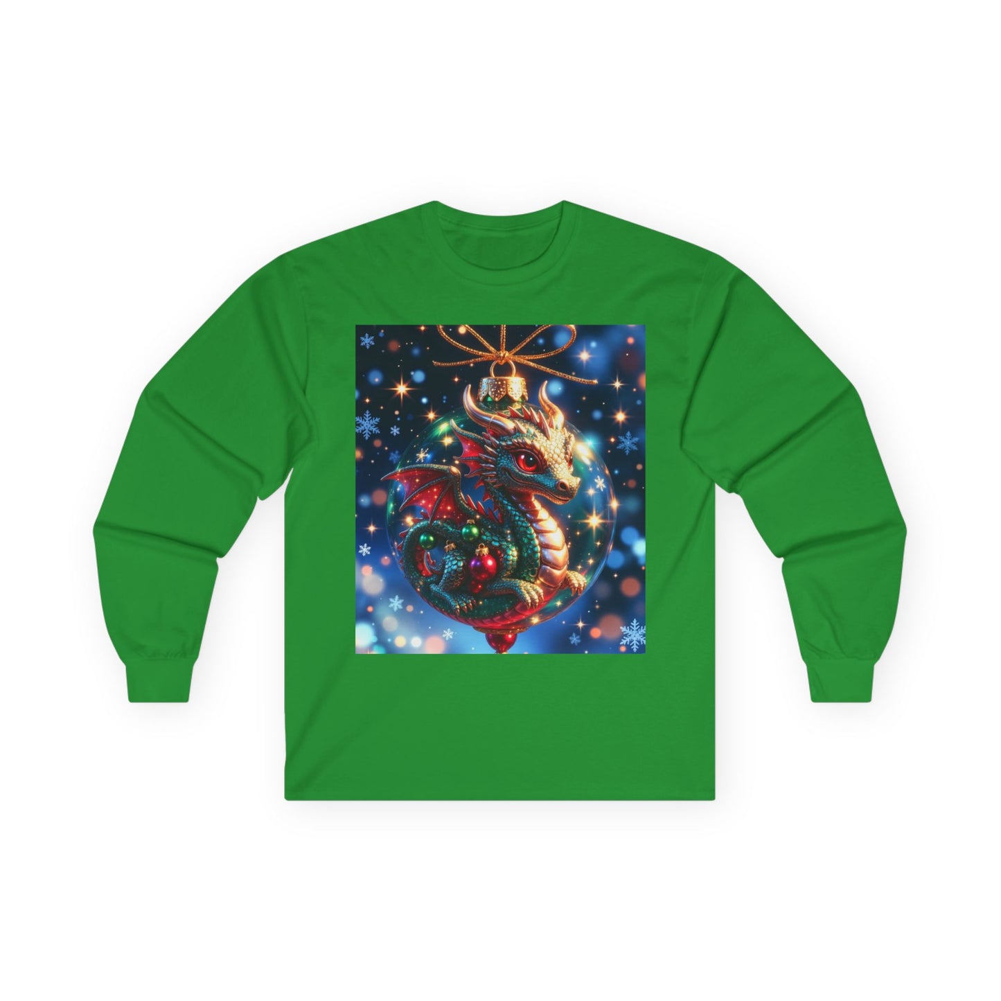 Christmas Dragon Heart Long Sleeve Tee — Festive Fantasy Christmas Dragon Design