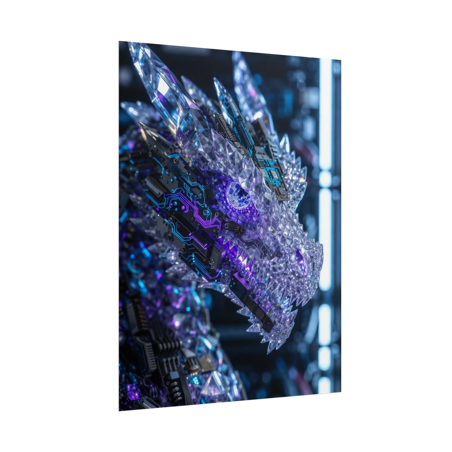 Rolled Poster — Cyber Crystal Dragon Art Print