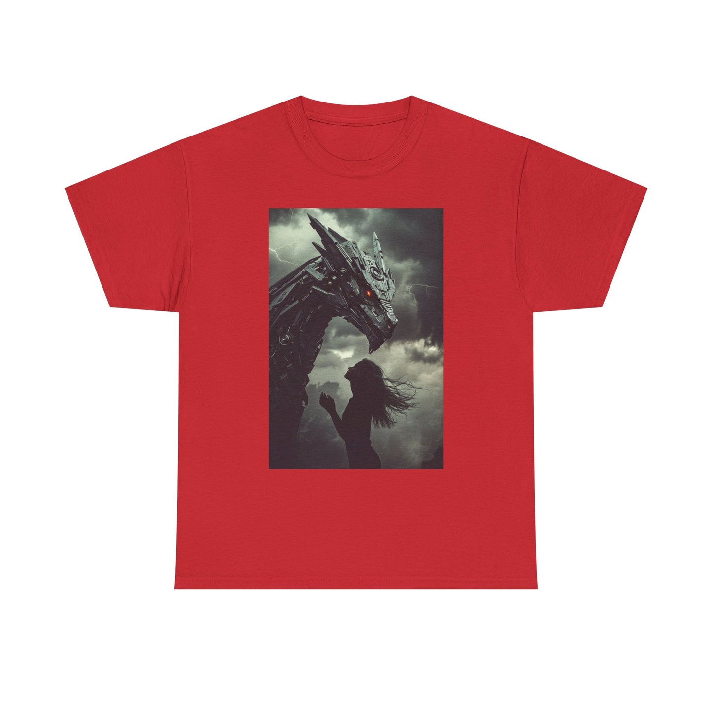 Dragon & Girl Fantasy T-Shirt — Dark Mythical Art Tee