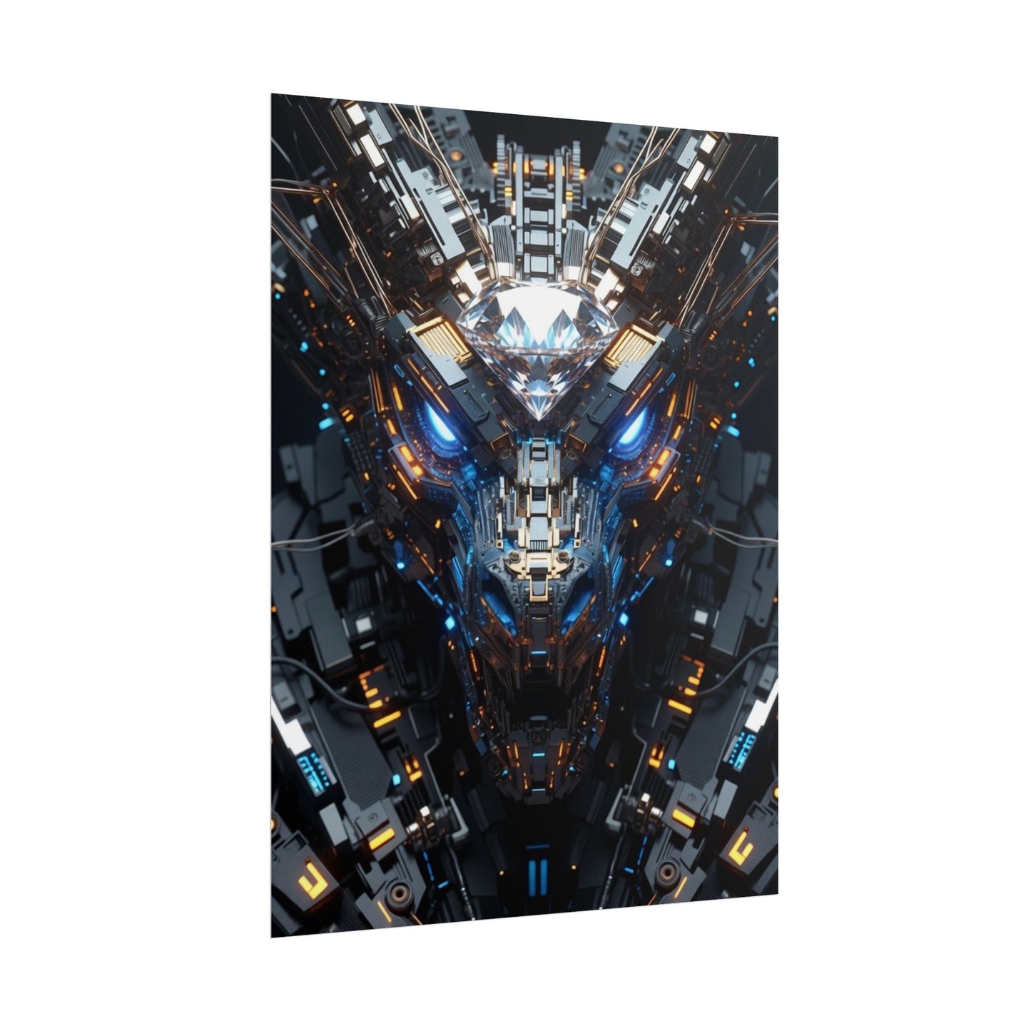 Futuristic Mech Dragon Poster – Cybernetic Robot Art Print