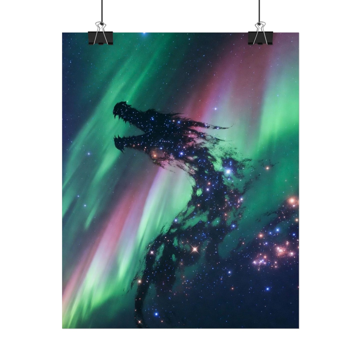 Aurora Dragon Poster — Cosmic Northern Lights Wall Art (Rolled Poster)