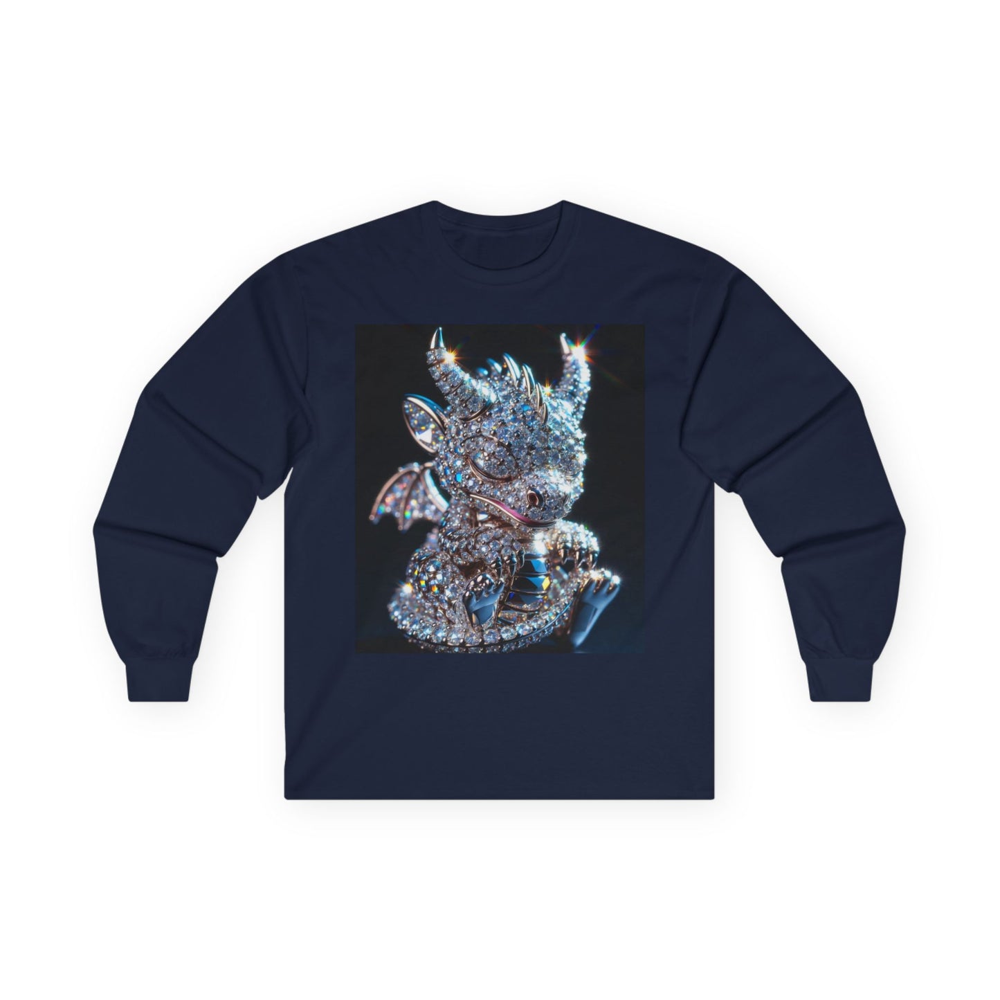 Dragon Head Long Sleeve Tee — Iridescent Fantasy Skull Graphic