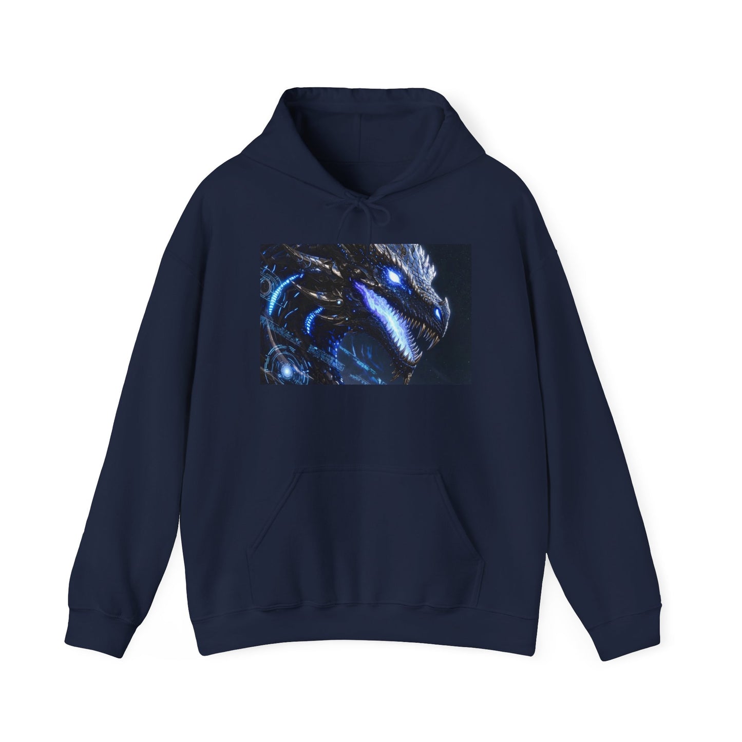 Blue Dragon Hoodie – Neon Fantasy Dragon Face Pullover
