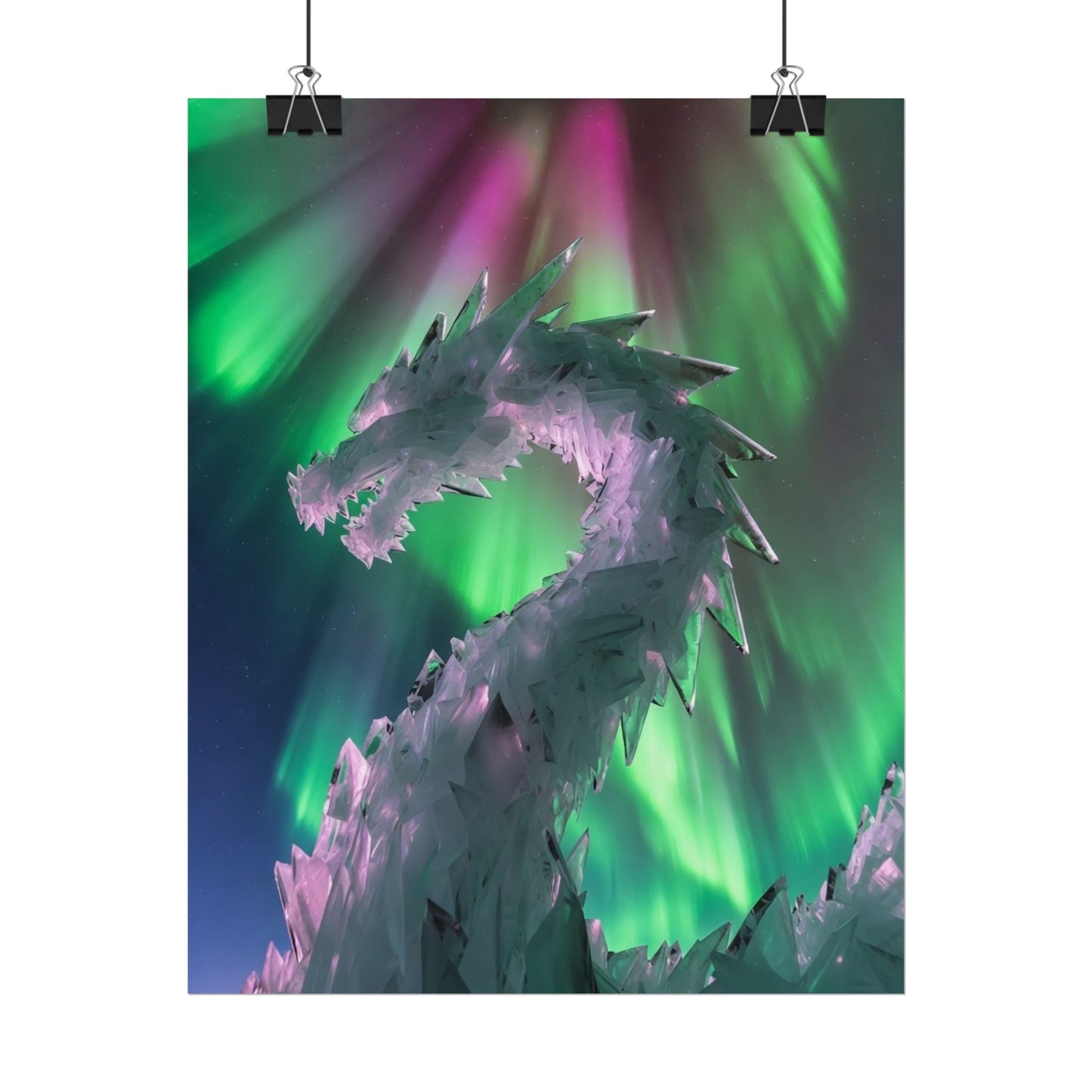 Aurora Ice Dragon Poster — Fantasy Wall Art Rolled Poster
