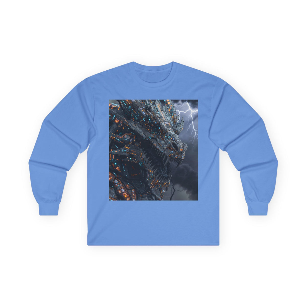 A Long Sleeve Tee — Moody Ocean Cliff Photo Pocket Print