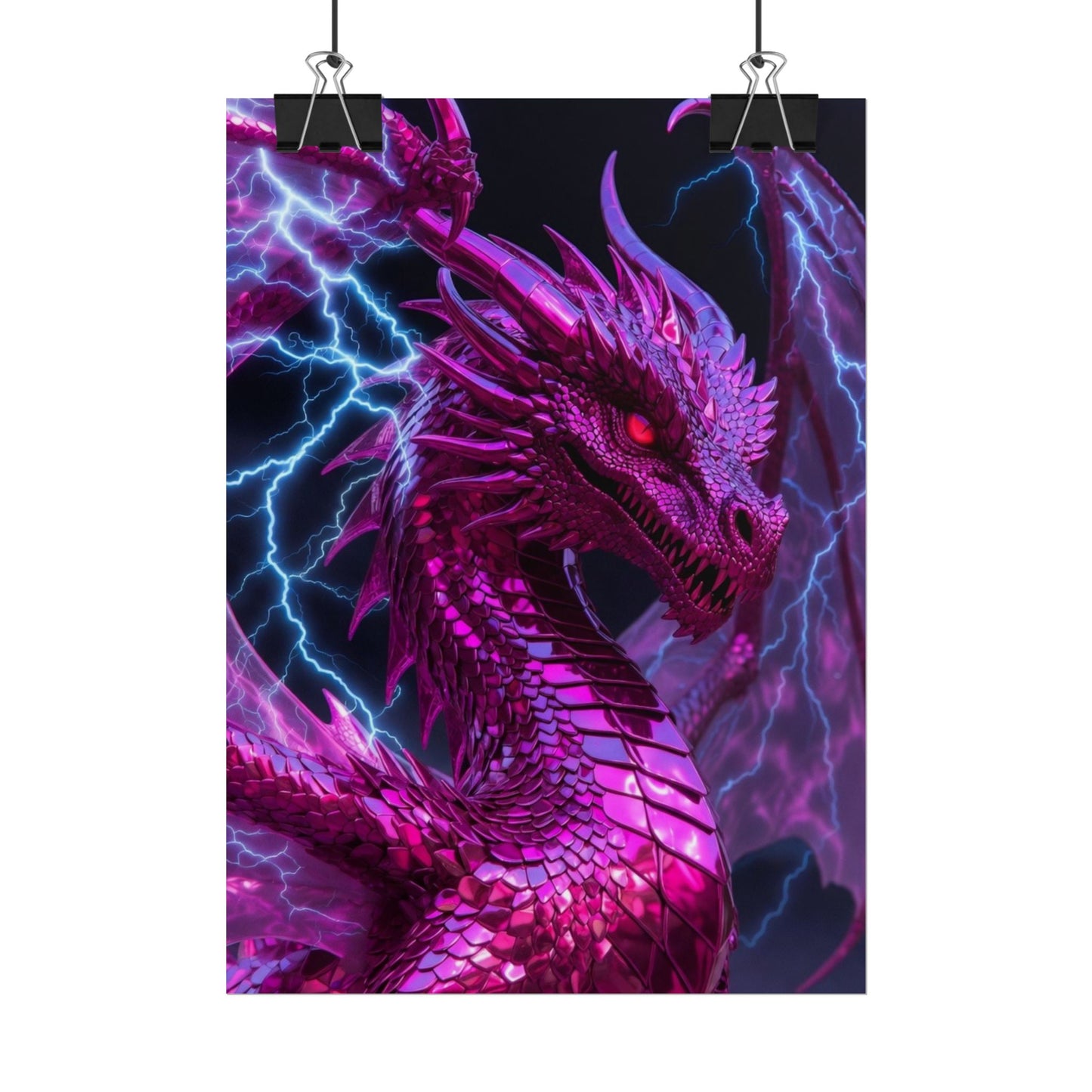 Pink Electric Dragon Poster — Fantasy Wall Art Rolled Poster