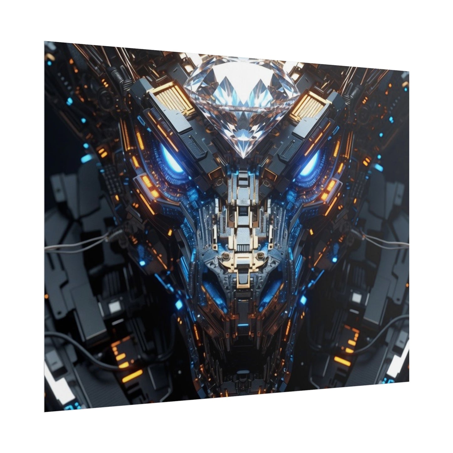 Futuristic Mech Dragon Poster – Cybernetic Robot Art Print