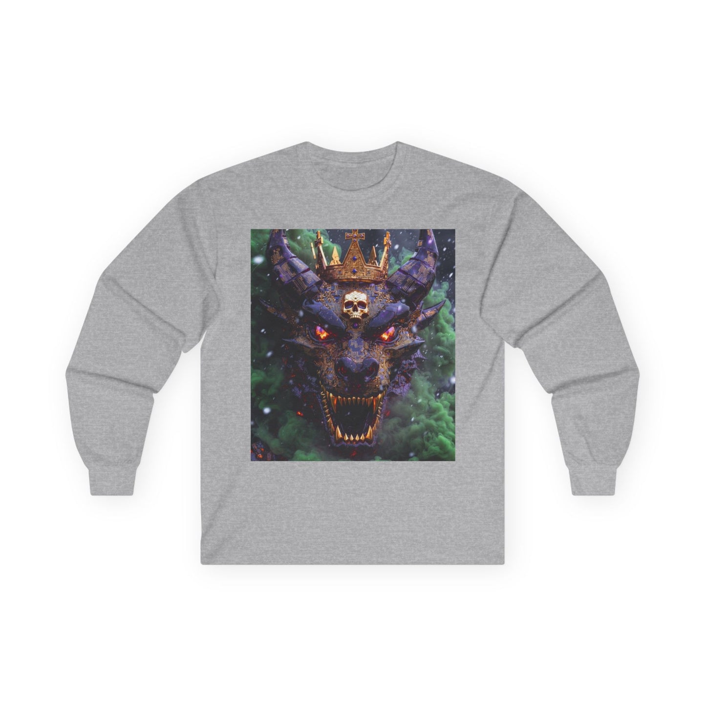 Dragon Demon Skull Long Sleeve Tee — Gothic Fantasy Graphic Shirt