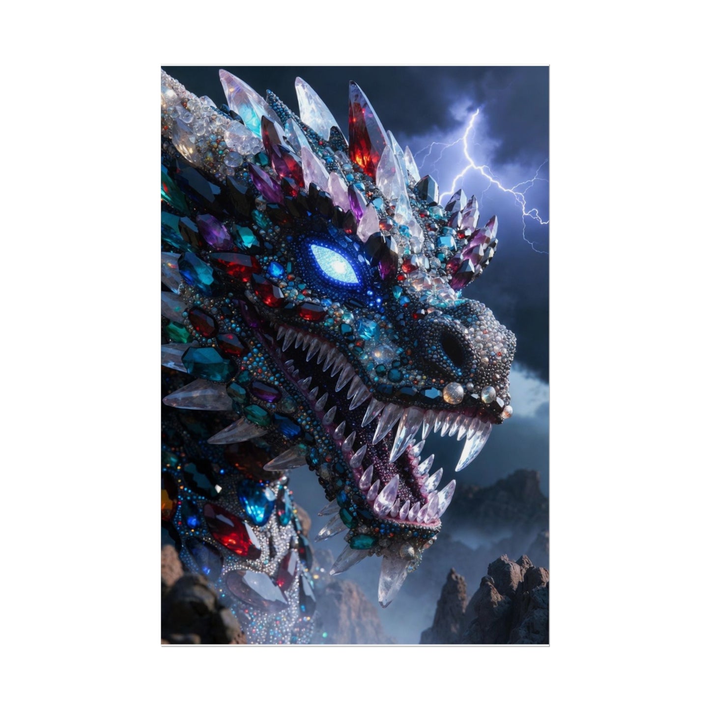Dragon Crystal Poster — Fantasy Gem-Encrusted Dragon Wall Art (Rolled Poster)