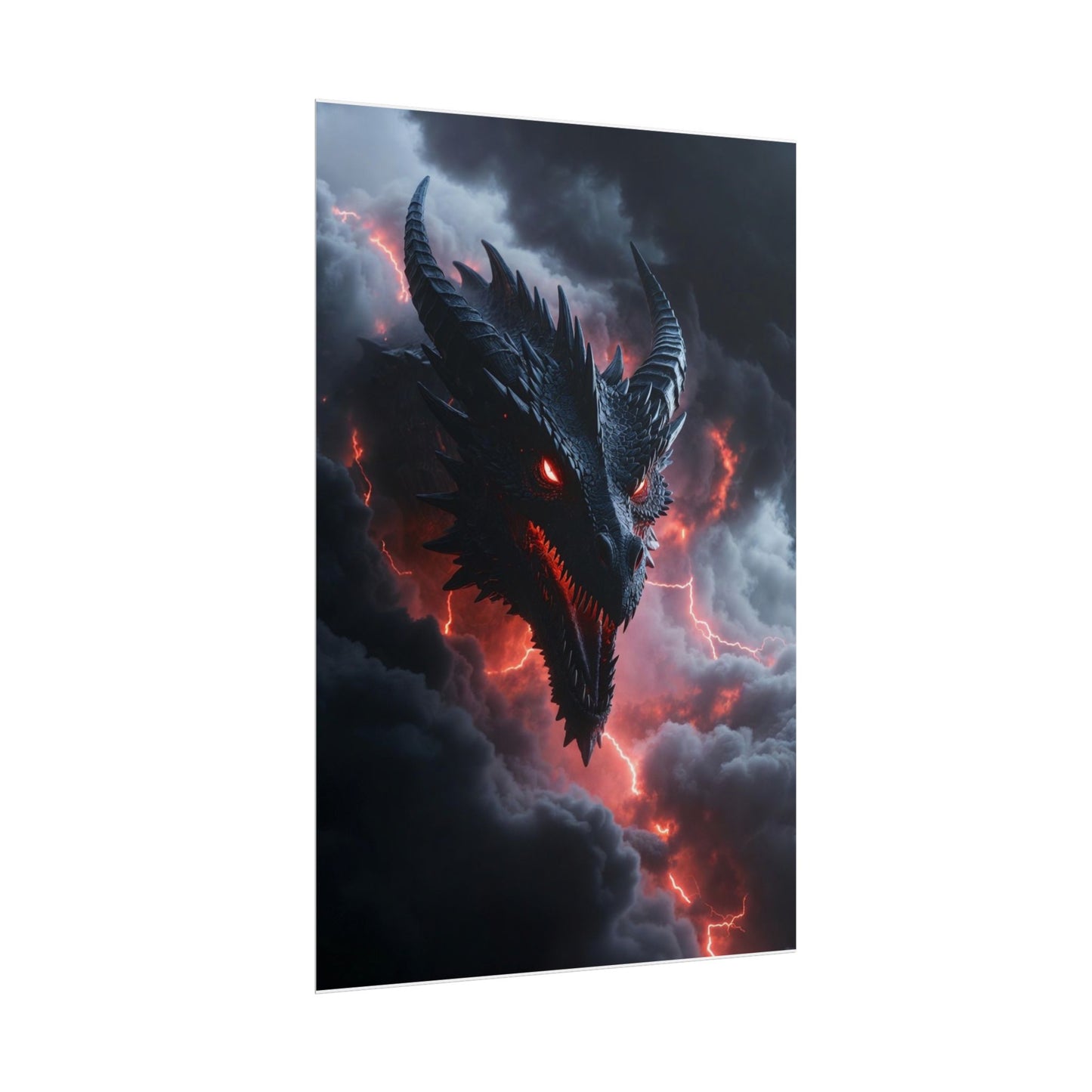 Dragon Storm Rolled Poster — Dark Fantasy Dragon Wall Art
