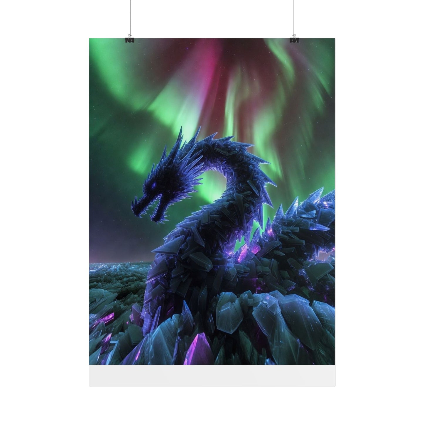 Aurora Crystal Dragon Poster — Fantasy Wall Art Print