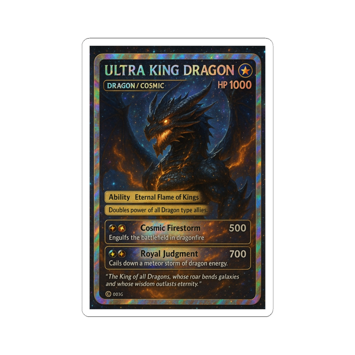 A Collectable Dragon Trading Card Sticker - When Gods Return Design