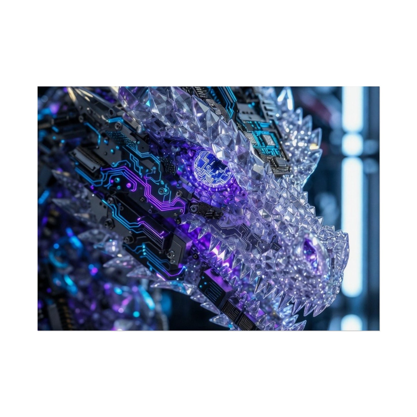 Rolled Poster — Cyber Crystal Dragon Art Print