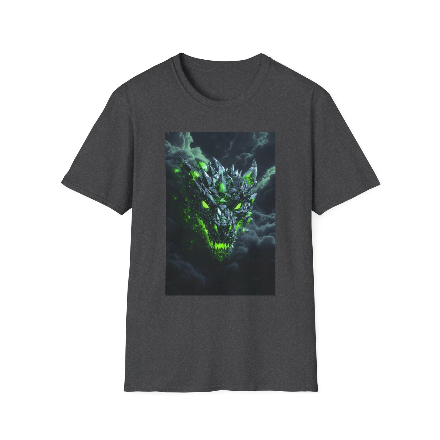 Dragon Skull T‑Shirt — Neon Green Crystal Wyvern Graphic Tee