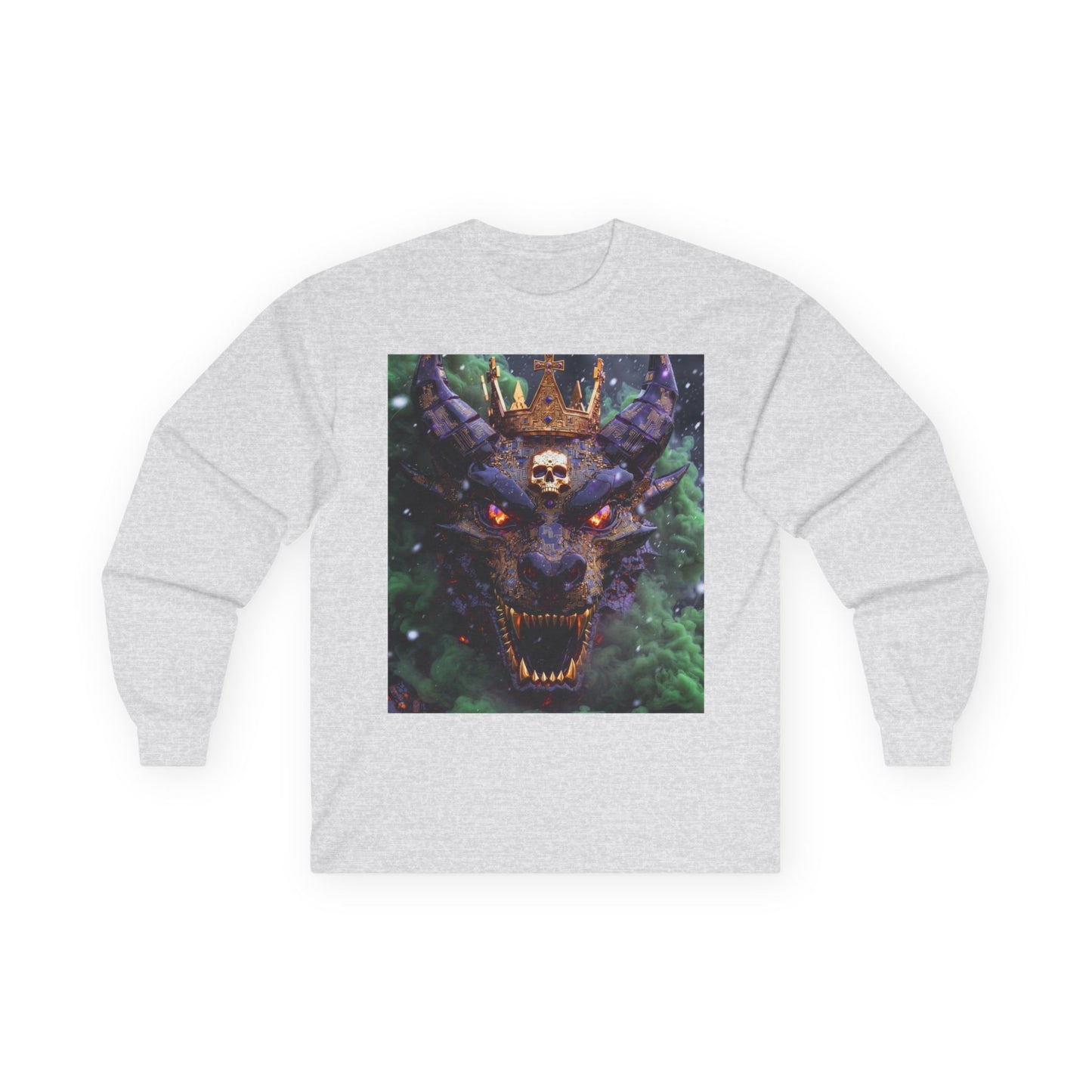 Dragon Demon Skull Long Sleeve Tee — Gothic Fantasy Graphic Shirt