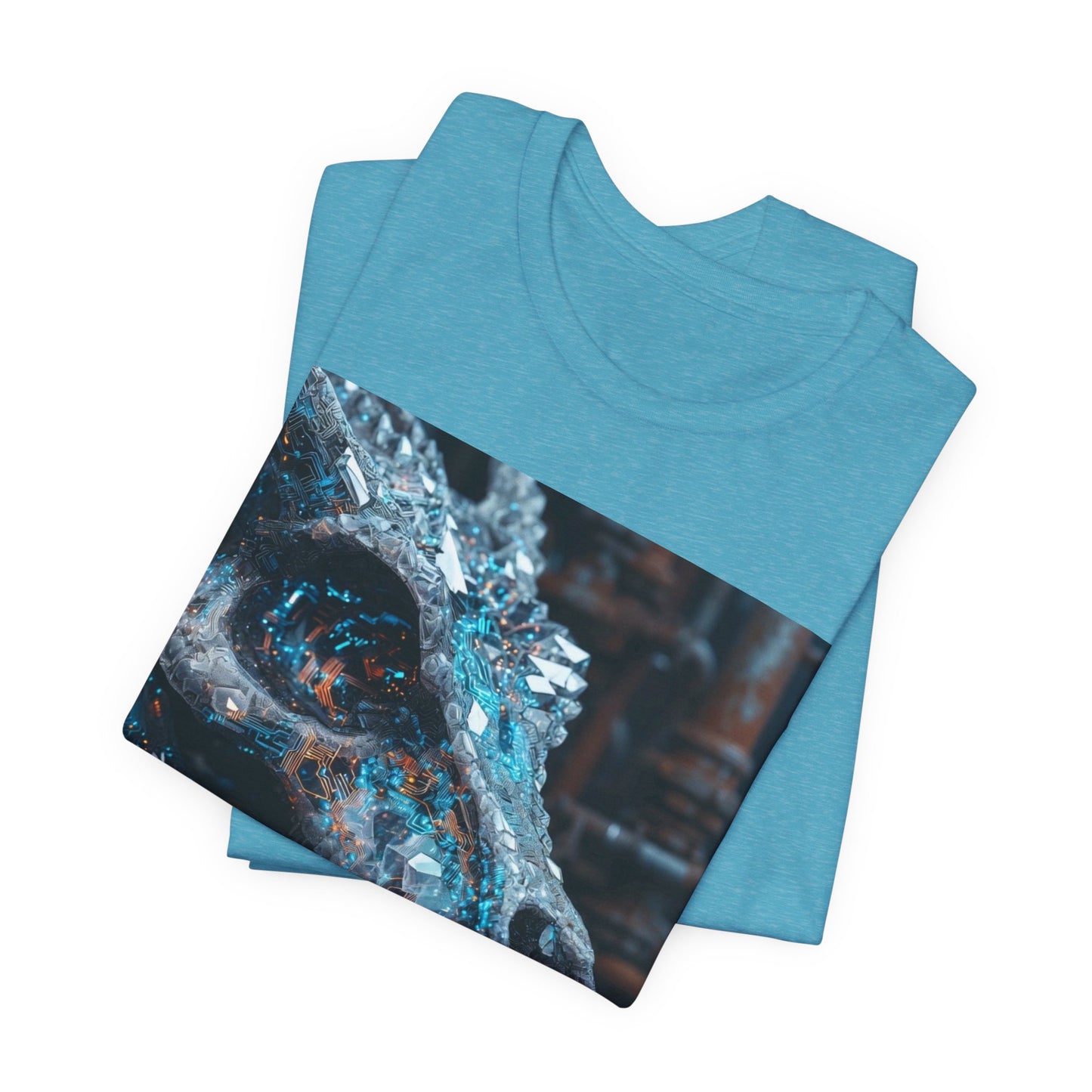 Dragon Skull Graphic Tee — Iridescent Fossil Art T-Shirt
