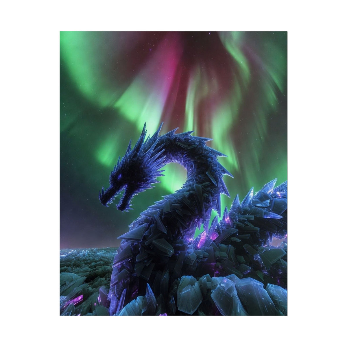 Aurora Crystal Dragon Poster — Fantasy Wall Art Print