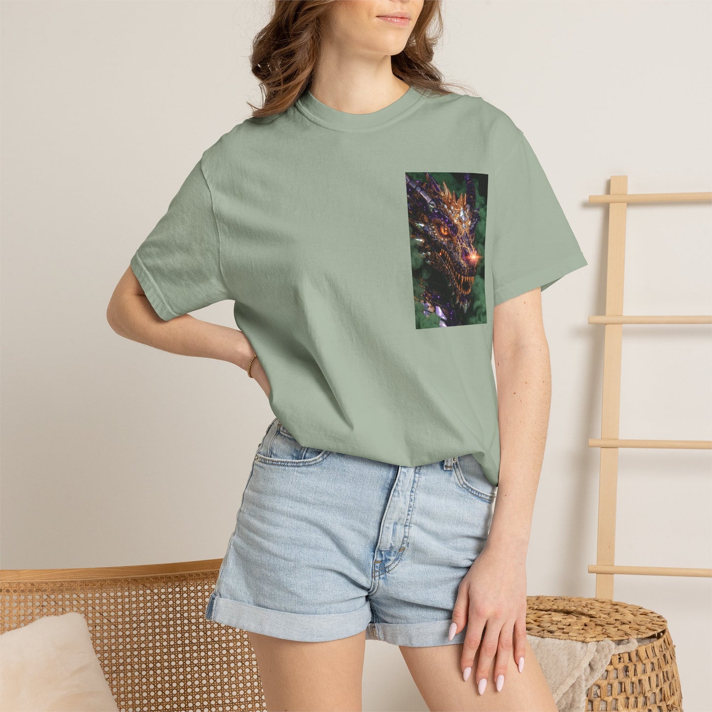 Dragon Pocket Graphic T‑Shirt — Fiery Fantasy Chest Print