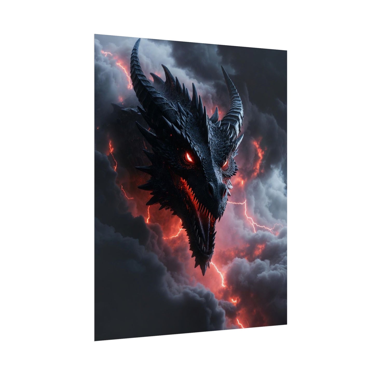 Dragon Storm Rolled Poster — Dark Fantasy Dragon Wall Art