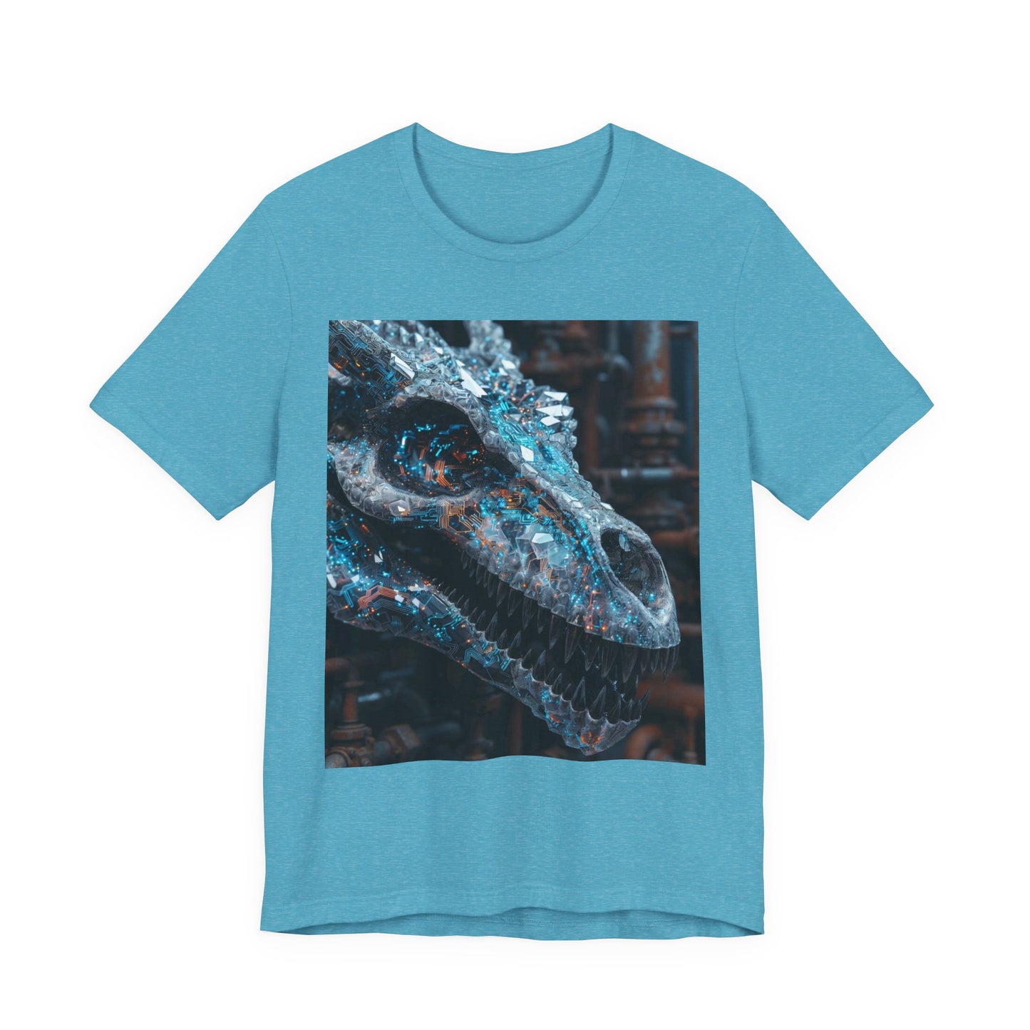 Dragon Skull Graphic Tee — Iridescent Fossil Art T-Shirt