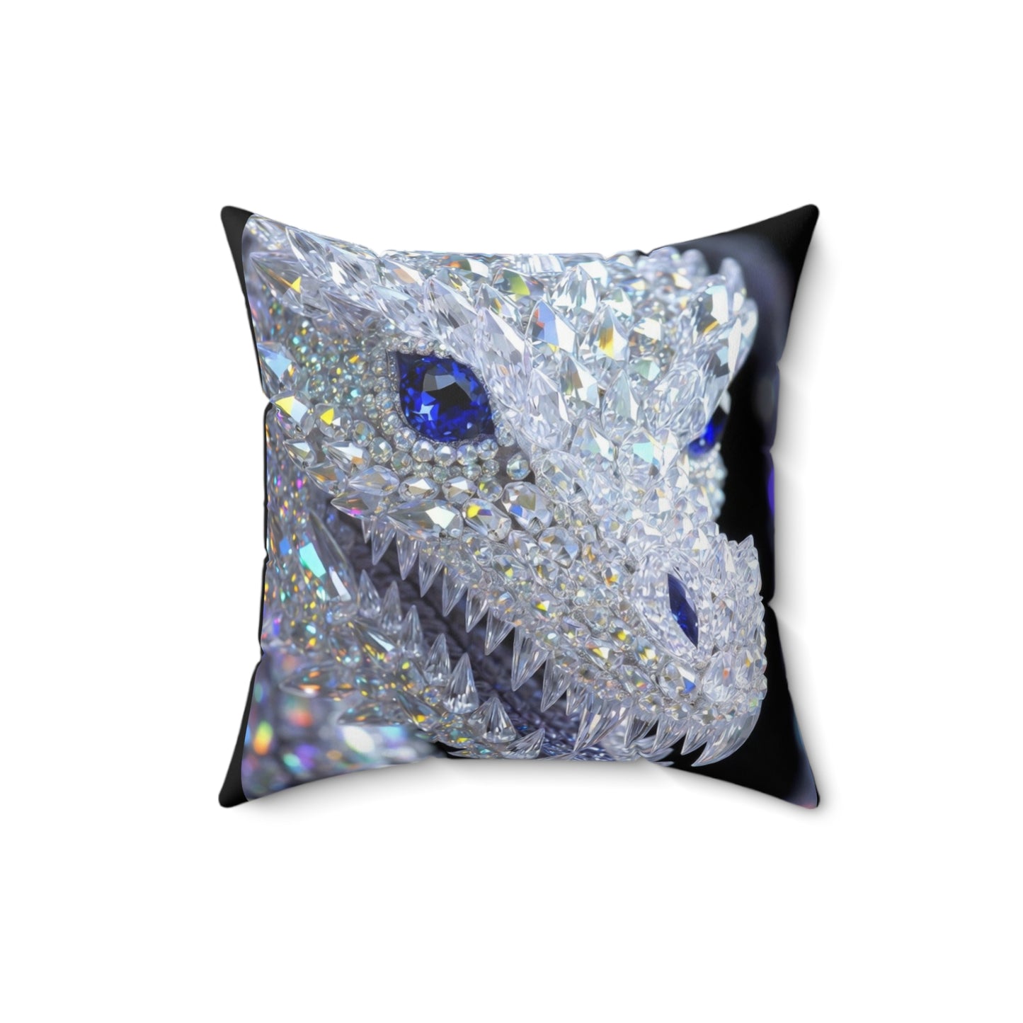 Crystal Dragon Decorative Pillow — Sparkling Gemstone Fantasy Throw Cushion
