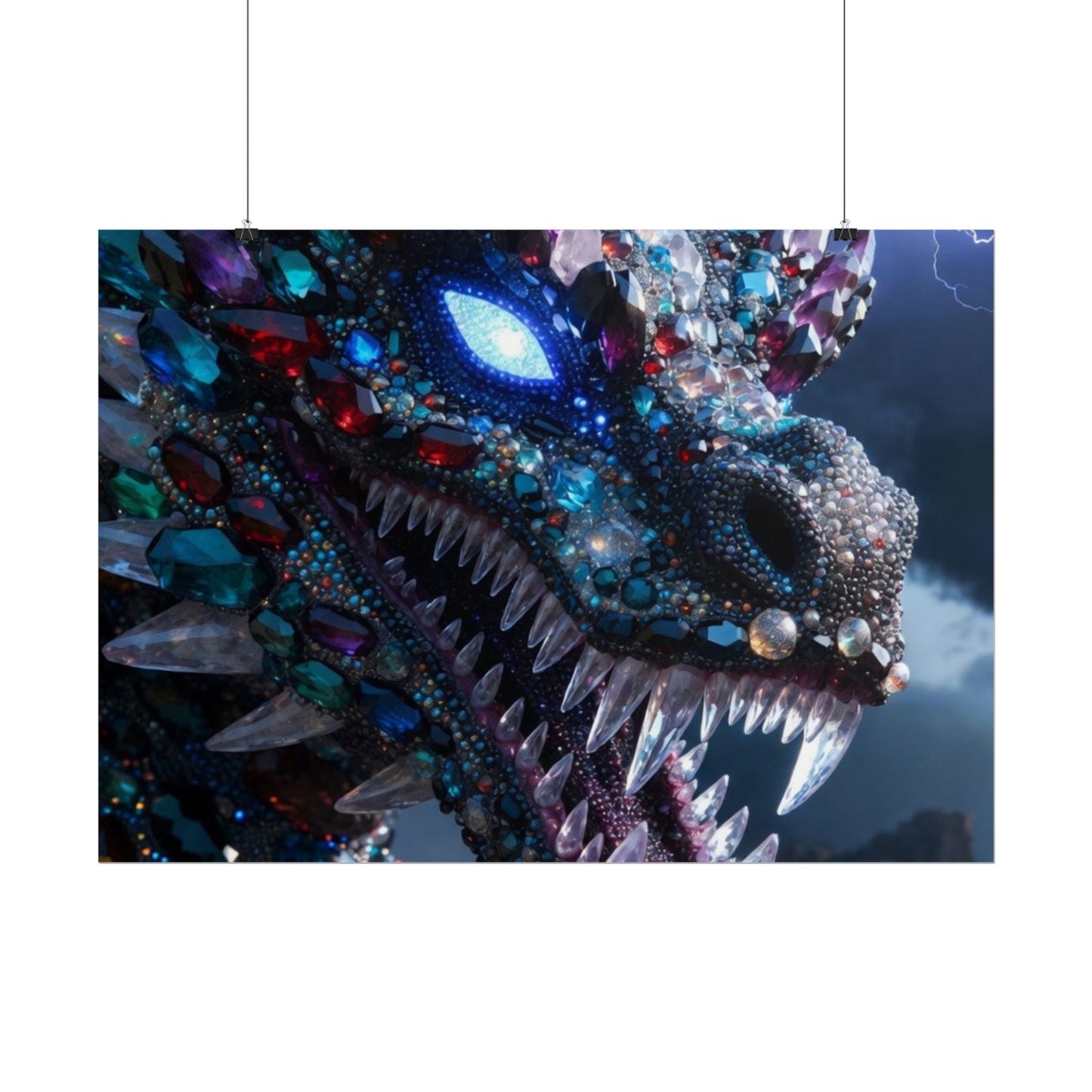 Dragon Crystal Poster — Fantasy Gem-Encrusted Dragon Wall Art (Rolled Poster)