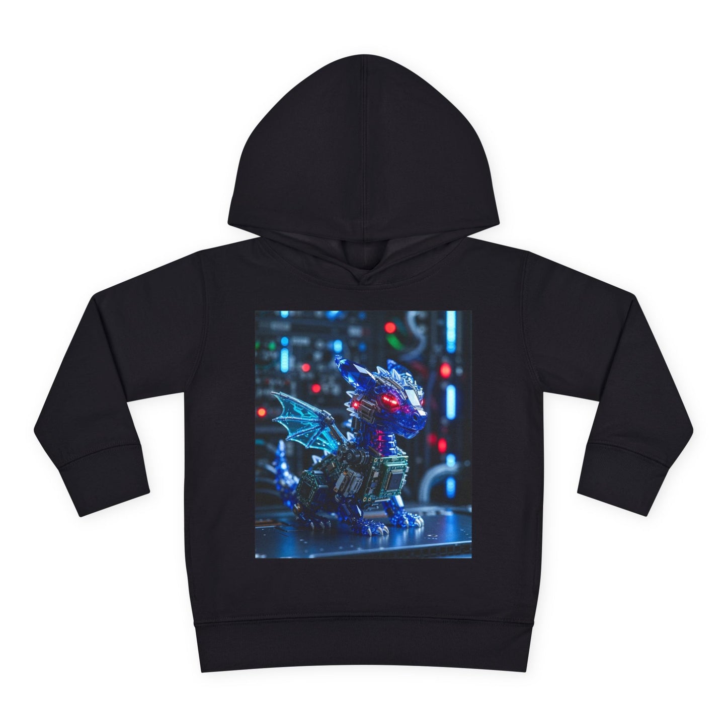 Toddler Hoodie — Neon Robot Dragon Pullover for Kids