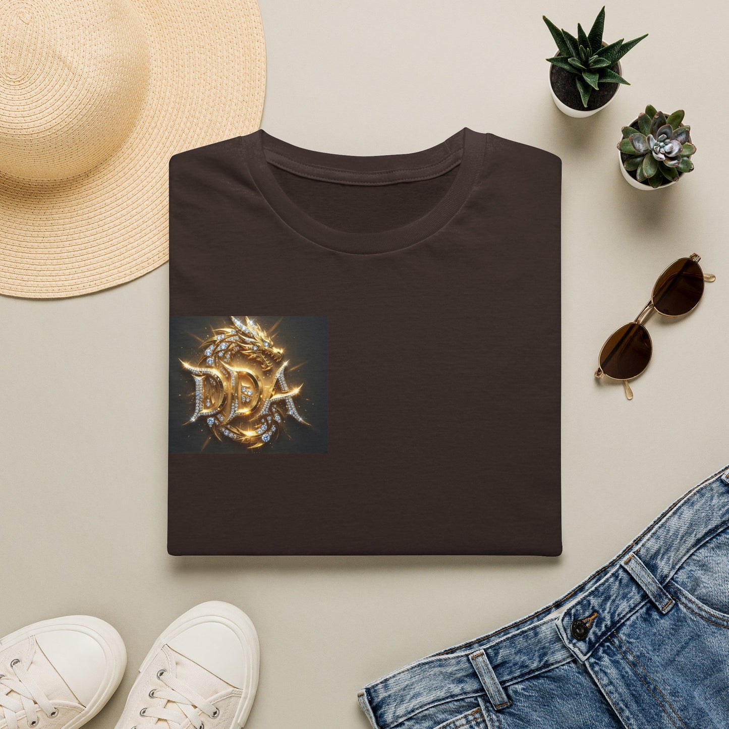 #1 seller DDA DIVINE DRAGON ARMOR T-Shirt — Golden Dragon Emblem Chest Logo, Fantasy Gaming Fan Tee