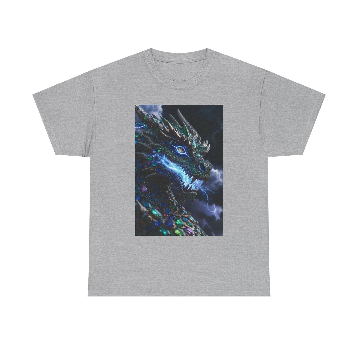 Dragon Portrait T‑Shirt — Neon Blue Fantasy Dragon Graphic Tee
