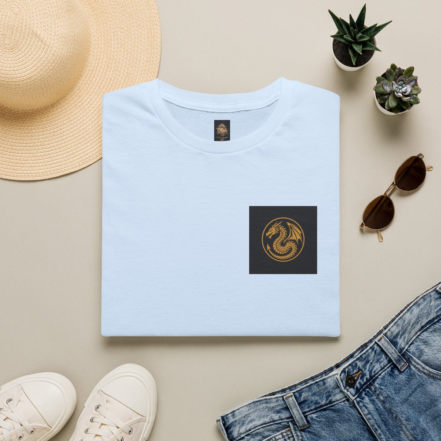 A # 1 Selling Divine Dragon Armor Pocket T-Shirt — Vintage Gold Emblem Tee