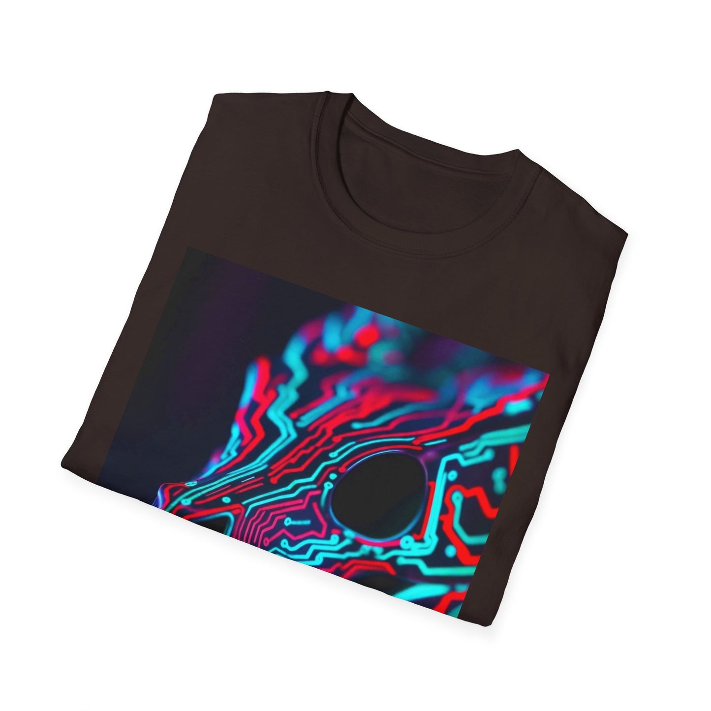 Neon Cyber Skull T-Shirt — Vaporwave Glitch Art Tee