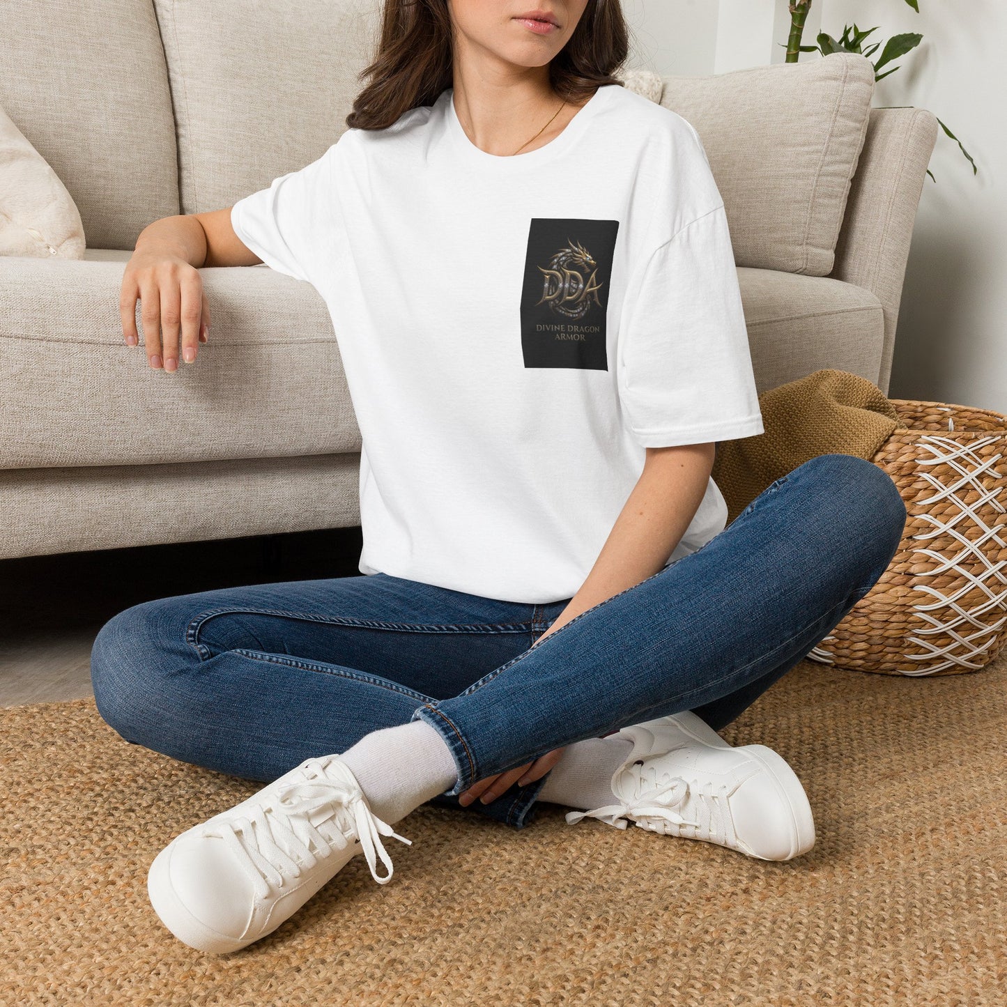 #1 Selling Dragon Logo Pocket T-Shirt — "DDA Divine Dragon Armor" Chest Patch